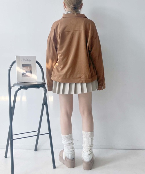 AS KNOW AS plus(アズノゥアズプラス)の「♪スウェード ダブルポケットゆるりジャケット(ブルゾン・レディース・チャコールグレー/ベージュ/キャメル・FREE)」の11枚目の写真