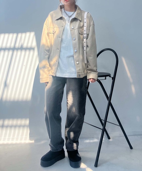 AS KNOW AS plus(アズノゥアズプラス)の「♪スウェード ダブルポケットゆるりジャケット(ブルゾン・レディース・チャコールグレー/ベージュ/キャメル・FREE)」の12枚目の写真