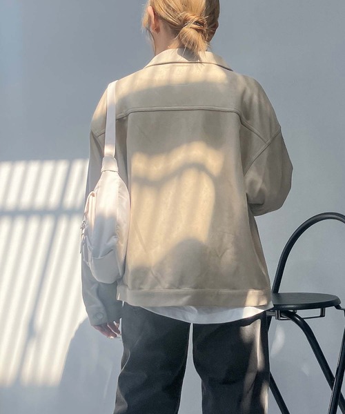 AS KNOW AS plus(アズノゥアズプラス)の「♪スウェード ダブルポケットゆるりジャケット(ブルゾン・レディース・チャコールグレー/ベージュ/キャメル・FREE)」の10枚目の写真