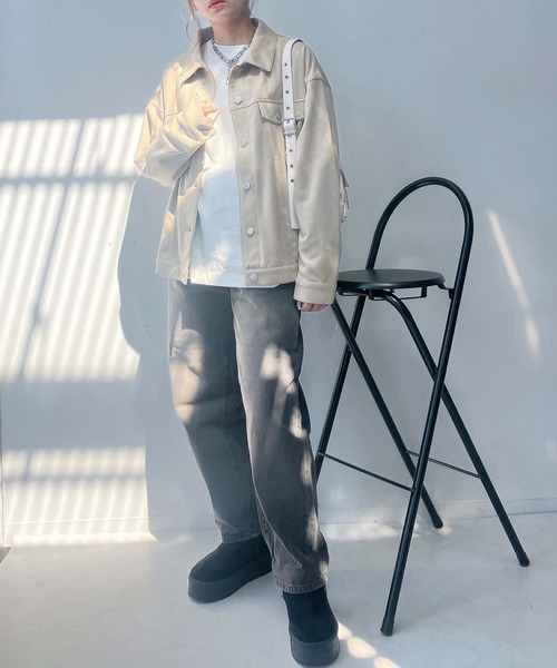 AS KNOW AS plus(アズノゥアズプラス)の「♪スウェード ダブルポケットゆるりジャケット(ブルゾン・レディース・チャコールグレー/ベージュ/キャメル・FREE)」の16枚目の写真