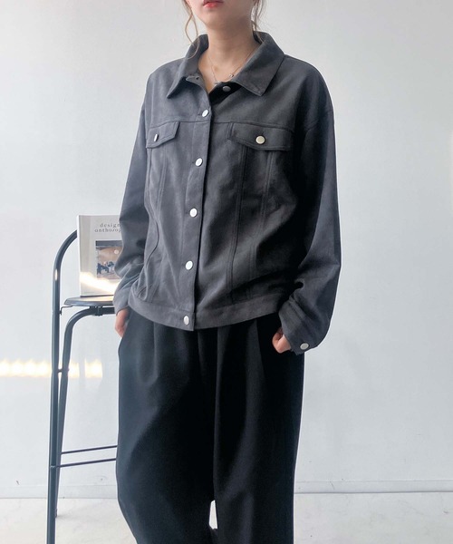 AS KNOW AS plus(アズノゥアズプラス)の「♪スウェード ダブルポケットゆるりジャケット(ブルゾン・レディース・チャコールグレー/ベージュ/キャメル・FREE)」の17枚目の写真