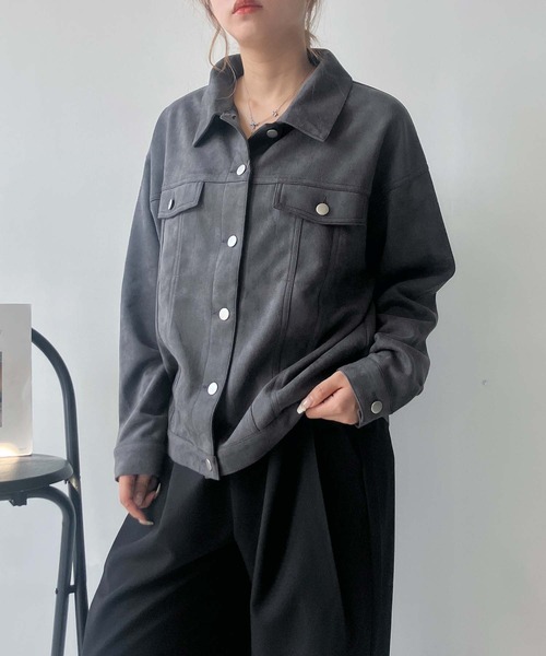 AS KNOW AS plus(アズノゥアズプラス)の「♪スウェード ダブルポケットゆるりジャケット(ブルゾン・レディース・チャコールグレー/ベージュ/キャメル・FREE)」の20枚目の写真