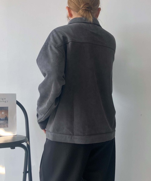 AS KNOW AS plus(アズノゥアズプラス)の「♪スウェード ダブルポケットゆるりジャケット(ブルゾン・レディース・チャコールグレー/ベージュ/キャメル・FREE)」の19枚目の写真