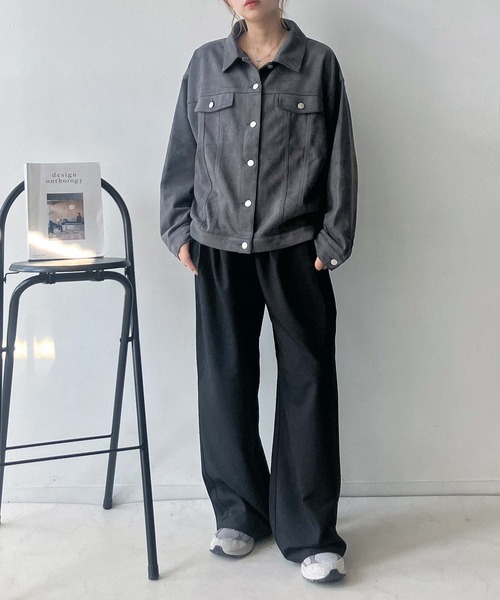 AS KNOW AS plus(アズノゥアズプラス)の「♪スウェード ダブルポケットゆるりジャケット(ブルゾン・レディース・チャコールグレー/ベージュ/キャメル・FREE)」の22枚目の写真