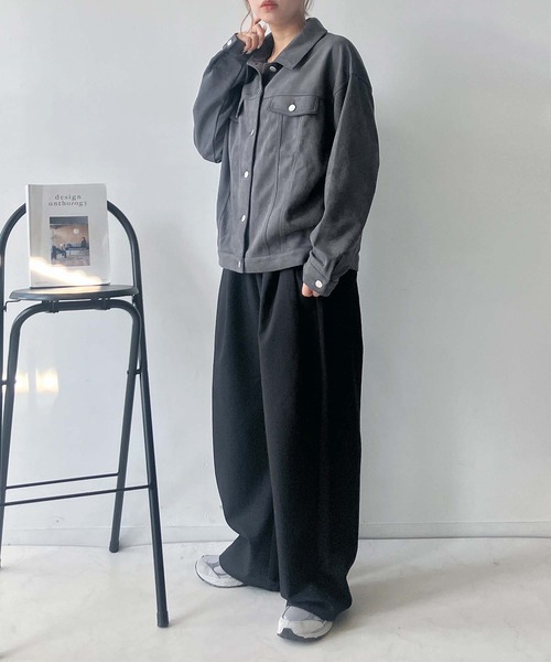 AS KNOW AS plus(アズノゥアズプラス)の「♪スウェード ダブルポケットゆるりジャケット(ブルゾン・レディース・チャコールグレー/ベージュ/キャメル・FREE)」の18枚目の写真