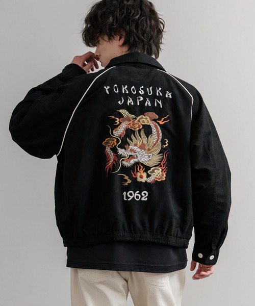 KRIFF MAYER（クリフメイヤー）の「KRIFF MAYER クリフメイヤー オーバーサイズスーベニア刺繍ステンカラージャケット/ダブルジップラグランスリーブブルゾン 2515101（ブルゾン・メンズ・ブラック/アイボリー/カーキ/ブルー/ブラウン・L/M/XL）」の3枚目の写真