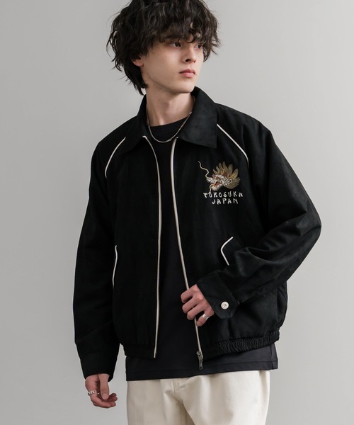 KRIFF MAYER(クリフメイヤー)の「KRIFF MAYER クリフメイヤー オーバーサイズスーベニア刺繍ステンカラージャケット/ダブルジップラグランスリーブブルゾン 2515101(ブルゾン・メンズ・ブラック/アイボリー/カーキ/ブルー/ブラウン・L/M/XL)」の8枚目の写真