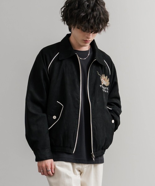 KRIFF MAYER(クリフメイヤー)の「KRIFF MAYER クリフメイヤー オーバーサイズスーベニア刺繍ステンカラージャケット/ダブルジップラグランスリーブブルゾン 2515101(ブルゾン・メンズ・ブラック/アイボリー/カーキ/ブルー/ブラウン・L/M/XL)」の9枚目の写真