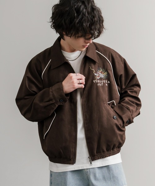 KRIFF MAYER(クリフメイヤー)の「KRIFF MAYER クリフメイヤー オーバーサイズスーベニア刺繍ステンカラージャケット/ダブルジップラグランスリーブブルゾン 2515101(ブルゾン・メンズ・ブラック/アイボリー/カーキ/ブルー/ブラウン・L/M/XL)」の13枚目の写真