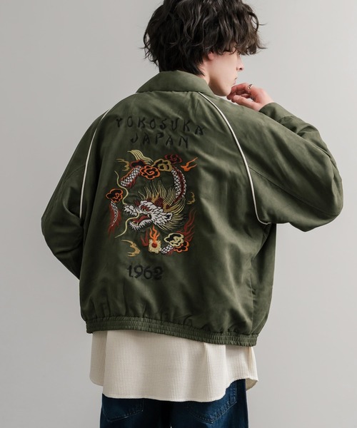 KRIFF MAYER(クリフメイヤー)の「KRIFF MAYER クリフメイヤー オーバーサイズスーベニア刺繍ステンカラージャケット/ダブルジップラグランスリーブブルゾン 2515101(ブルゾン・メンズ・ブラック/アイボリー/カーキ/ブルー/ブラウン・L/M/XL)」の18枚目の写真