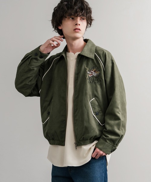 KRIFF MAYER(クリフメイヤー)の「KRIFF MAYER クリフメイヤー オーバーサイズスーベニア刺繍ステンカラージャケット/ダブルジップラグランスリーブブルゾン 2515101(ブルゾン・メンズ・ブラック/アイボリー/カーキ/ブルー/ブラウン・L/M/XL)」の19枚目の写真