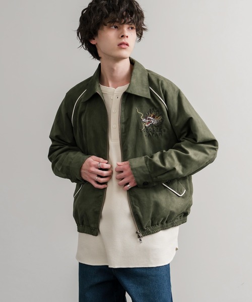 KRIFF MAYER(クリフメイヤー)の「KRIFF MAYER クリフメイヤー オーバーサイズスーベニア刺繍ステンカラージャケット/ダブルジップラグランスリーブブルゾン 2515101(ブルゾン・メンズ・ブラック/アイボリー/カーキ/ブルー/ブラウン・L/M/XL)」の20枚目の写真