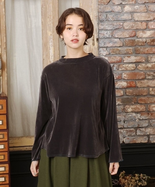 Jocomomola(ホコモモラ)の「ベロアチュール プルオーバーカットソー(Tシャツ/カットソー・レディース・ブルー/グレー・40)」の2枚目の写真