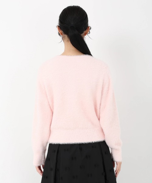 STRAWBERRY-FIELDS（ストロベリーフィールズ）の「メルティーシャギー_パール釦シャギーニット（カーディガン/ボレロ・レディース・ライトグレー/ライトピンク/オフホワイト・2）」の7枚目の写真