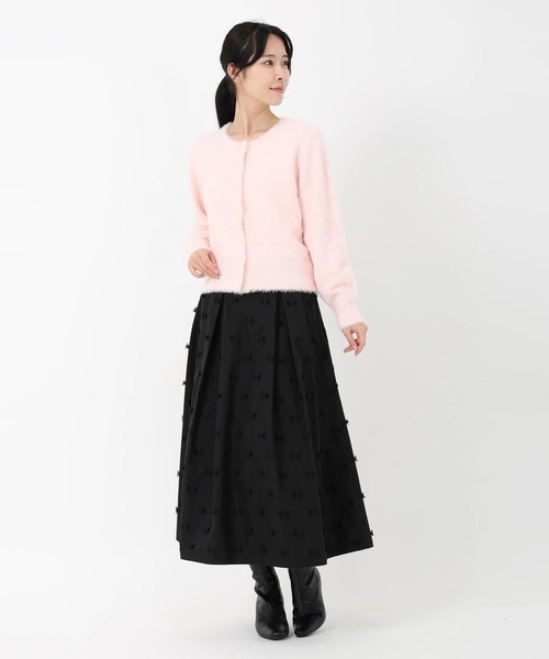 STRAWBERRY-FIELDS（ストロベリーフィールズ）の「メルティーシャギー_パール釦シャギーニット（カーディガン/ボレロ・レディース・ライトグレー/ライトピンク/オフホワイト・2）」の12枚目の写真