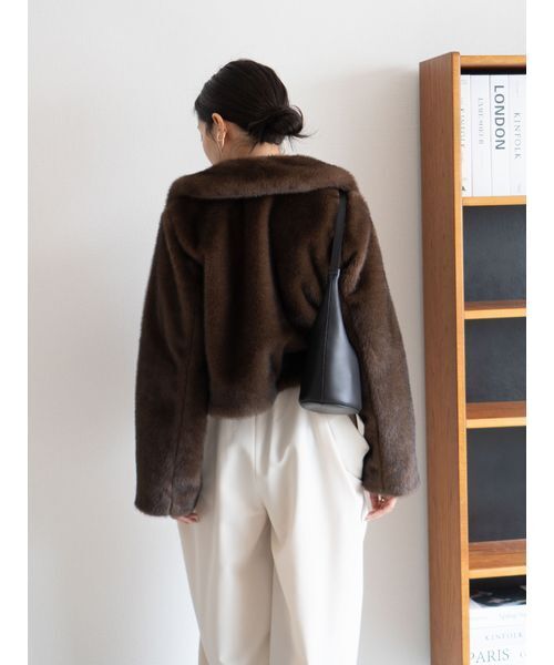 SNIDEL（スナイデル）の「ステンカラーショートファーコートジャケット（ステンカラーコート・レディース・ブラウン/ピンク/ベージュ・0/1）」の10枚目の写真