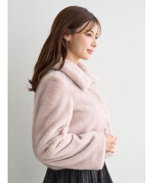 ステンカラーショートファーコートジャケット（ステンカラーコート