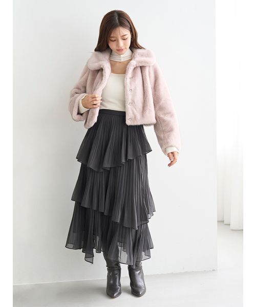 SNIDEL（スナイデル）の「ステンカラーショートファーコートジャケット