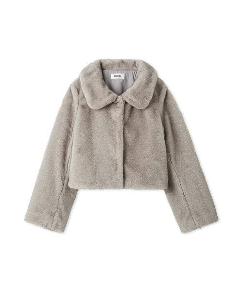 セール】ステンカラーショートファーコートジャケット（ステンカラー