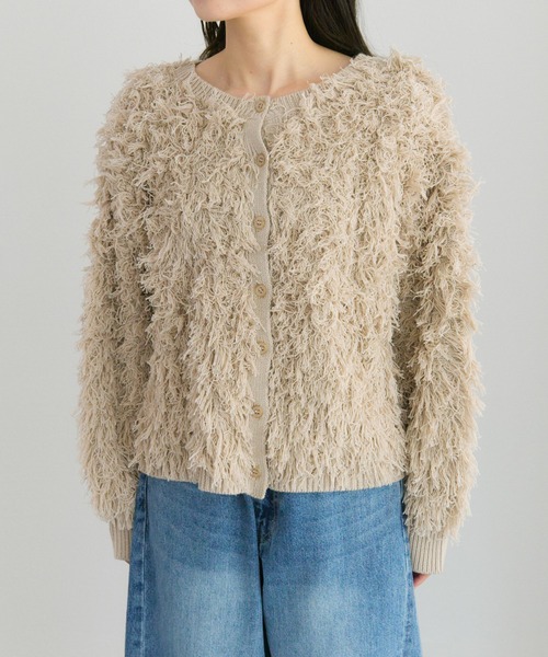 PUAL CE CIN（ピュアルセシン）の「フリンジジャガードカーディガン（カーディガン/ボレロ・レディース・チャコールグレー/ベージュ・FREE）」の11枚目の写真