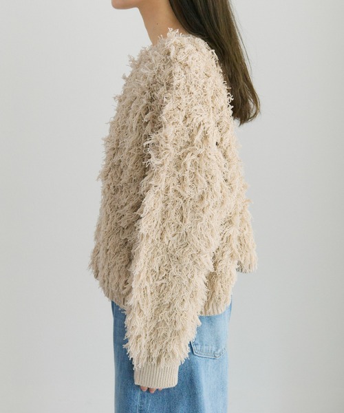PUAL CE CIN（ピュアルセシン）の「フリンジジャガードカーディガン（カーディガン/ボレロ・レディース・チャコールグレー/ベージュ・FREE）」の12枚目の写真