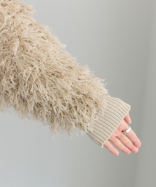 PUAL CE CIN（ピュアルセシン）の「フリンジジャガードカーディガン（カーディガン/ボレロ・レディース・チャコールグレー/ベージュ・FREE）」の8枚目の写真