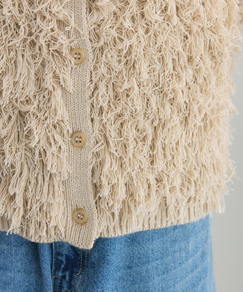 PUAL CE CIN（ピュアルセシン）の「フリンジジャガードカーディガン（カーディガン/ボレロ・レディース・チャコールグレー/ベージュ・FREE）」の7枚目の写真