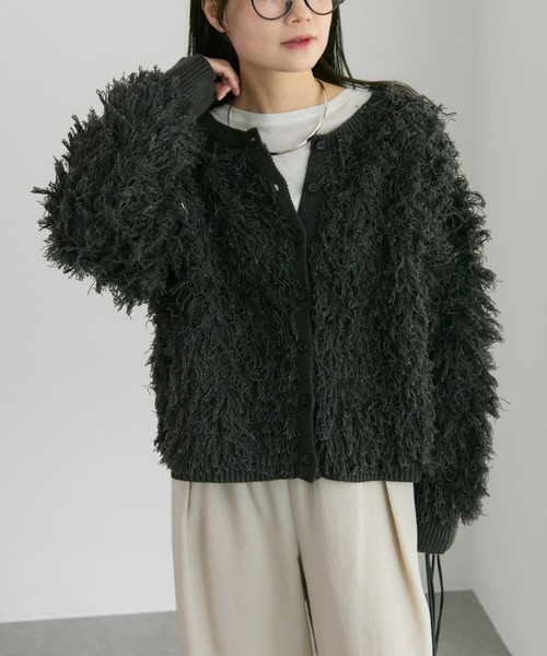 PUAL CE CIN（ピュアルセシン）の「フリンジジャガードカーディガン（カーディガン/ボレロ・レディース・チャコールグレー/ベージュ・FREE）」の17枚目の写真