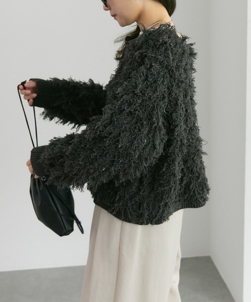 PUAL CE CIN（ピュアルセシン）の「フリンジジャガードカーディガン（カーディガン/ボレロ・レディース・チャコールグレー/ベージュ・FREE）」の18枚目の写真