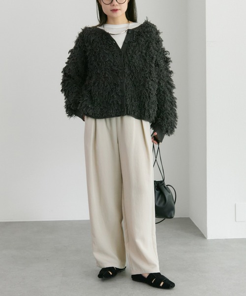 PUAL CE CIN（ピュアルセシン）の「フリンジジャガードカーディガン（カーディガン/ボレロ・レディース・チャコールグレー/ベージュ・FREE）」の20枚目の写真