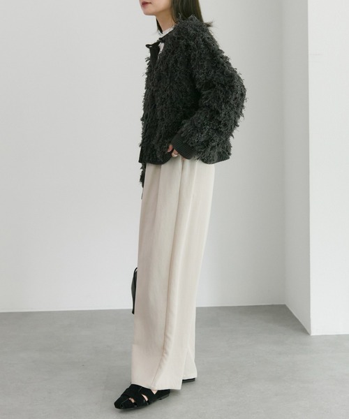 PUAL CE CIN（ピュアルセシン）の「フリンジジャガードカーディガン（カーディガン/ボレロ・レディース・チャコールグレー/ベージュ・FREE）」の9枚目の写真