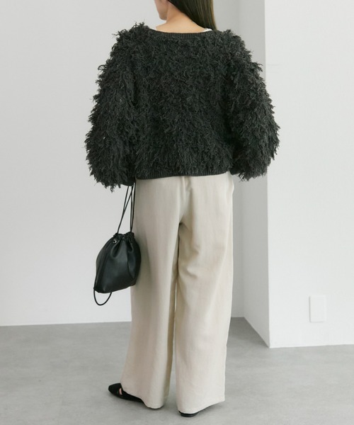 PUAL CE CIN（ピュアルセシン）の「フリンジジャガードカーディガン（カーディガン/ボレロ・レディース・チャコールグレー/ベージュ・FREE）」の10枚目の写真