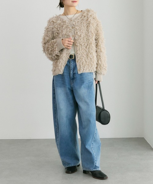 PUAL CE CIN（ピュアルセシン）の「フリンジジャガードカーディガン（カーディガン/ボレロ・レディース・チャコールグレー/ベージュ・FREE）」の6枚目の写真