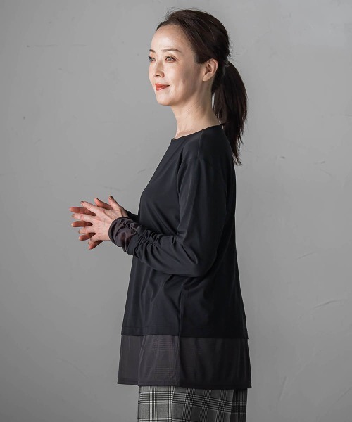 la.f…（ラエフ）の「【WEB限定】”着映え万能ロンＴ”シアードッキング≪洗濯機で洗える≫（Tシャツ/カットソー・レディース・ブラック/チャコールグレー/ホワイト・9号）」の9枚目の写真