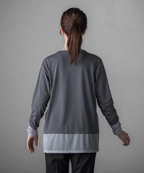 la.f…（ラエフ）の「【WEB限定】”着映え万能ロンＴ”シアードッキング≪洗濯機で洗える≫（Tシャツ/カットソー・レディース・ブラック/チャコールグレー/ホワイト・9号）」の17枚目の写真