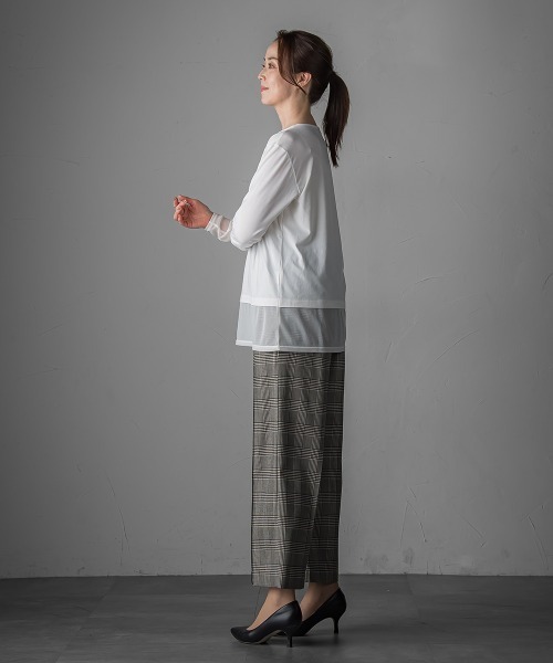 la.f…（ラエフ）の「【WEB限定】”着映え万能ロンＴ”シアードッキング≪洗濯機で洗える≫（Tシャツ/カットソー・レディース・ブラック/チャコールグレー/ホワイト・9号）」の6枚目の写真