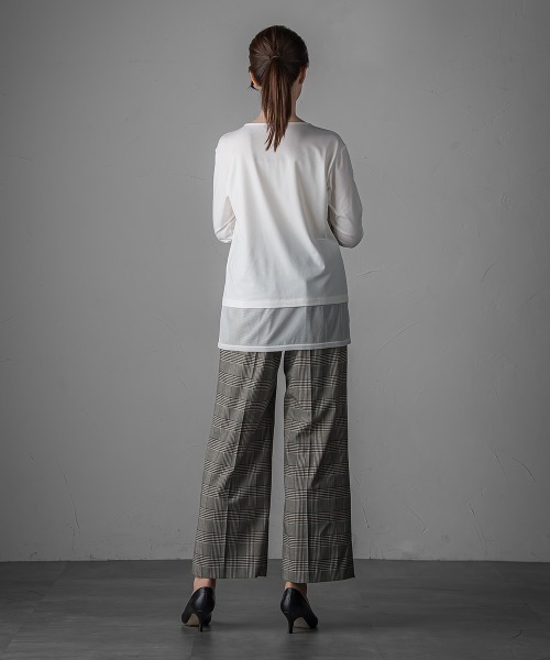 la.f…（ラエフ）の「【WEB限定】”着映え万能ロンＴ”シアードッキング≪洗濯機で洗える≫（Tシャツ/カットソー・レディース・ブラック/チャコールグレー/ホワイト・9号）」の7枚目の写真