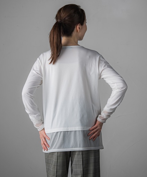 la.f…（ラエフ）の「【WEB限定】”着映え万能ロンＴ”シアードッキング≪洗濯機で洗える≫（Tシャツ/カットソー・レディース・ブラック/チャコールグレー/ホワイト・9号）」の4枚目の写真