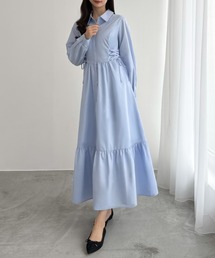 CENEA（セネア）の「サイドレースアップヘムフレアシャツワンピース（シャツワンピース）」