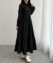 CENEA（セネア）の「サイドレースアップヘムフレアシャツワンピース（シャツワンピース）」