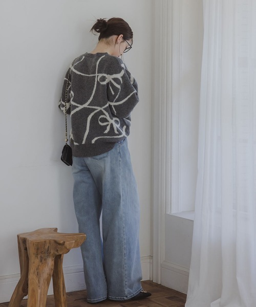 slattgir(スラットジール)の「高身長 ラップ風デニムワイドパンツ(トールサイズ)Essenave(デニムパンツ・レディース・ブラック/ブルー・TM/TL/TLL/T3L)」の8枚目の写真