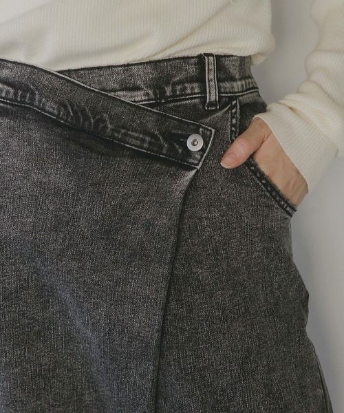 slattgir(スラットジール)の「高身長 ラップ風デニムワイドパンツ(トールサイズ)Essenave(デニムパンツ・レディース・ブラック/ブルー・TM/TL/TLL/T3L)」の17枚目の写真