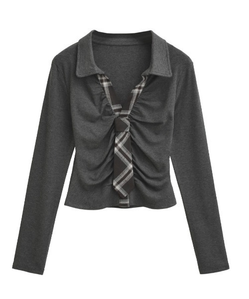 THEAIRTOWN(ジエアタウン)の「tie shirring shirts(シャツ/ブラウス・レディース・ダークグレー・FREE)」の8枚目の写真