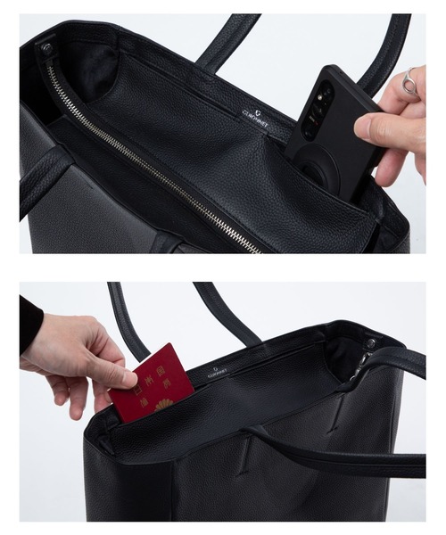 GUIONNET（ギオネ）の「【集大成】 撥水レザー 縦型ビジネストート PC縦入れ可 ギオネ（トートバッグ・メンズ・ブラック・FREE）」の12枚目の写真