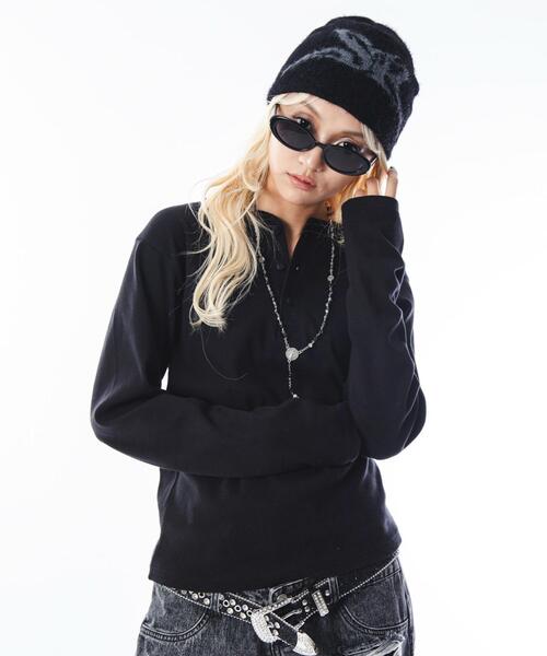 SHORT ROUND(ショートラウンド)の「SHORT ROUND/コンパクトフィットリブヘンリーネックT(LS)(Tシャツ/カットソー・メンズ・ホワイト/ブラック・MEDIUM/LARGE)」の19枚目の写真