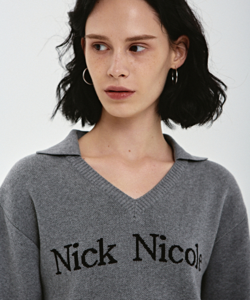NICK&NICOLE(ニックアンドニコール)の「NICOLE COLOR BLOCK COLLAR KNIT_CHARCOAL(ニット/セーター・レディース・その他・FREE)」の2枚目の写真