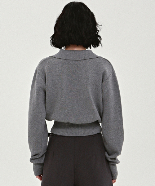 NICK&NICOLE(ニックアンドニコール)の「NICOLE COLOR BLOCK COLLAR KNIT_CHARCOAL(ニット/セーター・レディース・その他・FREE)」の3枚目の写真