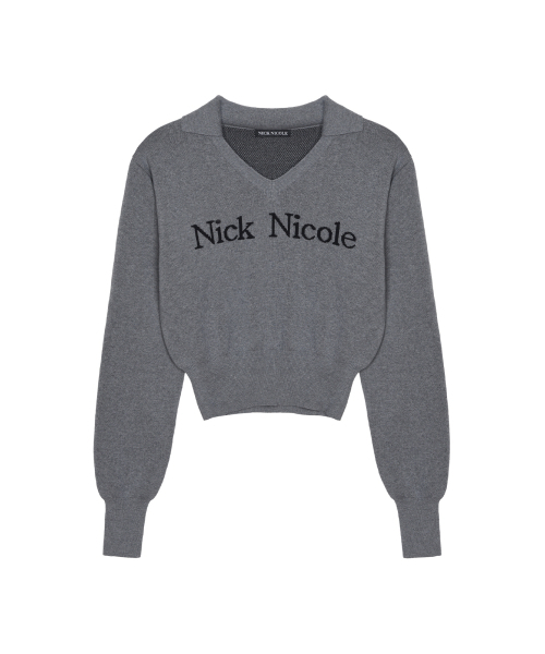 NICK&NICOLE(ニックアンドニコール)の「NICOLE COLOR BLOCK COLLAR KNIT_CHARCOAL(ニット/セーター・レディース・その他・FREE)」の4枚目の写真