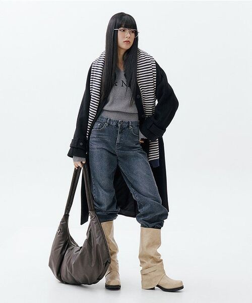 NICK&NICOLE(ニックアンドニコール)の「NICOLE COLOR BLOCK COLLAR KNIT_CHARCOAL(ニット/セーター・レディース・その他・FREE)」の6枚目の写真