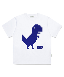 ピクセルダイナソープリントオーバーサイズ半袖Tシャツホワイト
